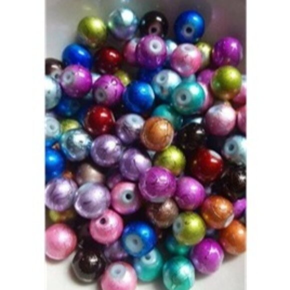 Mixed Color Drizzle Glass Beads 8mm - Picture 1 of 1